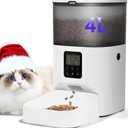 Automatic Cat Feeder, 4L Dry Food Dispenser with Voice Recorder, Up to 8 Meals per Day, Timed Feeder with Sealed Ring (White)