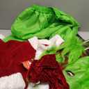 Christmas Green Furry Monster Santa Costume for Men 8 PCS Deluxe Adult Santa Suit Xmas Holiday Outfit Set Include Mask 