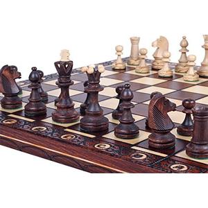 Chess and Games Shop Muba Beautiful Handcrafted Wooden Chess Set with Board and Chess Pieces - Gift idea Products (16inch (40 cm)), 1-2 Players