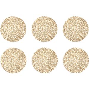 DII Woven Paper Tabletop Collection Holiday or Event Décor, Round Placemat Set, 15" Dia, Taupe, 6, Piece