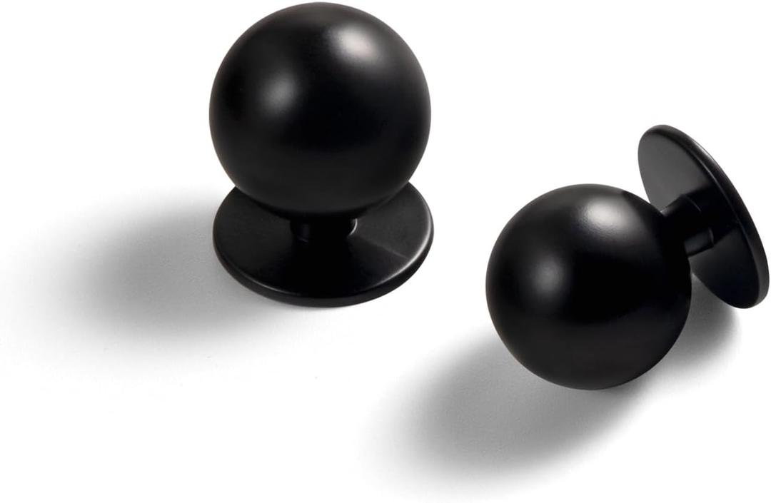 Set of 12 -Sleek Round Matte Black Cabinet Knobs - Modern and Minimalist Hardware for Stylish Home Enhancement - 1 Inch Diameter