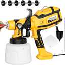 Paint Sprayer for House Painting, Paint Sprayer with Easy to Clean Design, 6 Brass Nozzles & LED Light, Easy to Clean for House, Fence, Garden, Furniture