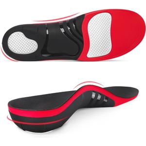 Plantar Fasciitis Insoles, 220+ lbs High Arch Support Inserts for Men Women, Heavy Duty Flat Feet Pain Relief Orthotic Running Athletic Work Boot Insoles for Standing All Day-Black  (S(Men 6.5-8.5/Women 7.5-9.5))