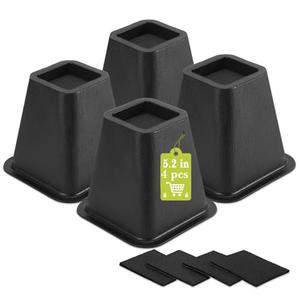 Yookwutar 4 Pack Furniture Risers 6 Inch, Bed Risers Heavy Duty for Table Desk Couch Chair Sofa Cabinet Bed Frame Dorm, Square Table Leg Risers Lift Height 6", Black
