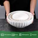 Jeffbaubl 3 Piece Serving Bowls, Ceramic White Nesting Bowls, Large Salad Bowl for Cooking, Baking, Salad, Pasta, Kitchen, Party, Dinner, Modern Space Saving Design,Oven & Microwave Safe(10/8/6 inch)