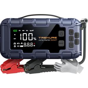 10-in-1 Car Battery Jump Starter with Air Compressor 6000A 160PSI 45W Charger, Jump Starter Jump Box (All Gas 12L Diesel), Car Battery Jumper Starter Portable Jumper Cables, Gloves, Lights