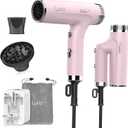 LURA Auto Dual Voltage Hair Dryer for International Travel,Travel HairDryers with Difffuser,Small Portable Blow Dryer for Women(Pink) Lightweight,Compact Mini Blowdryers with Folding Hand for Kids
