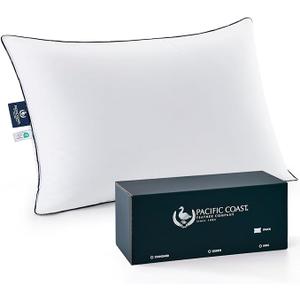 Pacific Coast White Goose Down Fiber Pillows, Bed Pillows for Back, Stomach and Side Sleepers, King Size Pillows Set of 1, Hotel Collection, Fluffy, Medium