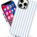 Magnetic for iPhone 13/14 Case Cute Stripes Phone Case, Shockproof Slim TPU and Hard PC Protective Phone Cover Compatible with MagSafe Designed for Women Girls, Blue and White