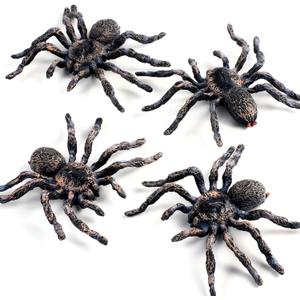 4 Pieces Realistic Spider Giant Fake Spider Action Model Plastic Animal Tarantula Toy Figures Lifelike Educational Toy for Girls and Boys, Halloween Prank Props Party Supplies