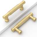 10 Pack 3'' (76mm) Gold Knurled Cabinet Handles Kitchen Brushed Gold Pulls for Cabinets Drawer Pulls Dresser Hardware for Cupboard Bathroom