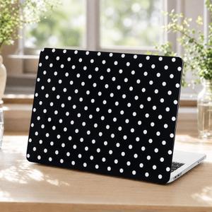 Voidborne Compatible with MacBook Neo 13 inch Case 2026 Release Model A3404 with A18 Pro Chip,White Polka Dots Design Leather Plastic Hard Shell Protective Case for Neo 13 inch + Keyboard Cover,Black