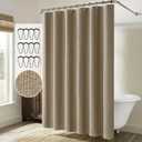 MIULEE Linen Shower Curtain with 12 Metal Hooks Modern Heavy Duty Washable Fabric Shower Curtain Set Waterproof Neutral Thick Cloth Shower Curtains for Bathroom Hotel Bathtub, W72*L72, Khaki