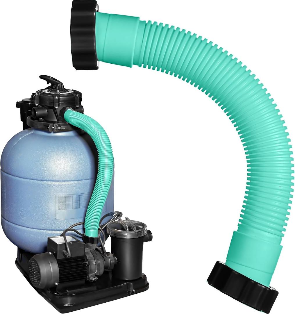 2 x EBOOT 1 Pack 16 Inch Pool Pump Hoses for Above Ground Pools 1.5" Diameter Sand Filter Pump Hoses Compatible with Intex Filter Interconnecting Tubes Replacement Parts (Teal)