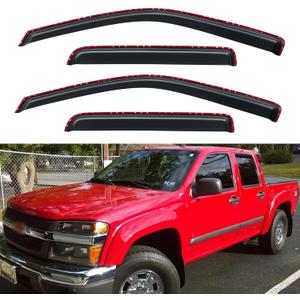 in-Channel Window Visors Rain Guards for 2004-2012 Chevy Colorado Crew Cab, Window Vent Wind Deflectors Shades for 04-12 GMC Canyon