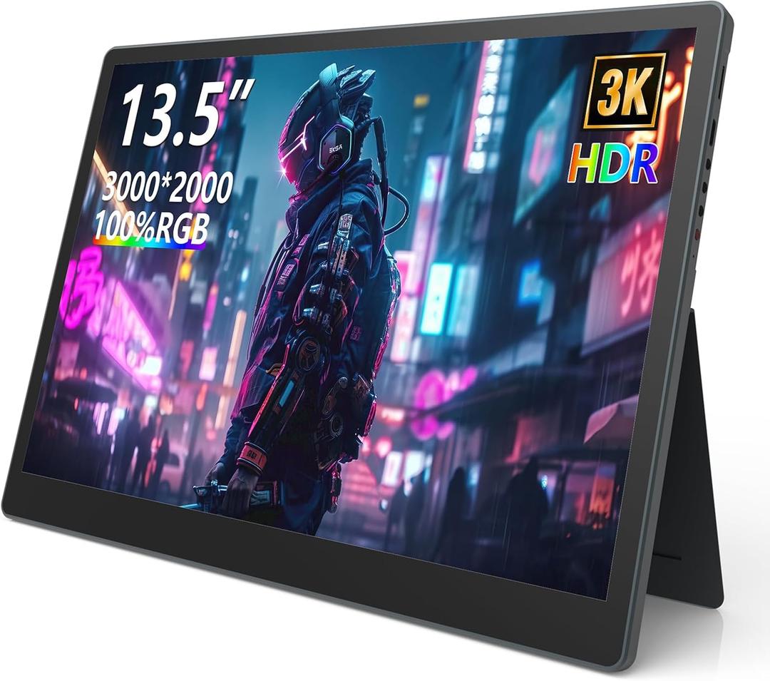 Portable Monitor 13.5'' 30002000 IPS 3:2 Screen, 100% sRGB HDR USB-C HDMI Second Monitor for Laptop, Ultra-Slim Portable Display with Adjustable Damping Stand, Plug & Play for PC Mac Phone