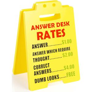 Answer Desk Rates Sign, Funny Office Decor as Gag Gifts for Coworkers Employees and Boss, Humorous Office Decor Desk Accessories for Women Men