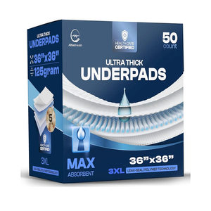 50 Pack Incontinence Bed Pads Disposable for Adults 125 Gram - 3XL 36" x 36" Super Absorbent Waterproof Bed Liner, Pee Pads for Adults - Chucks Pads