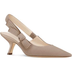 Coutgo Womens Slingback Kitten Heels Closed Pointed Toe Bowknot Knitted Slip On Work Pumps Dress Shoes (11, Light Coffee)