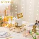NUPTIO Cake Stand Cupcake Display: Metal Dessert Pedestal Stands 8 Inch Food Riser Gold candy Display holder for Wedding Party Christmas Birthday Kitchen Table Baby Shower Square Buffet Plant Stand