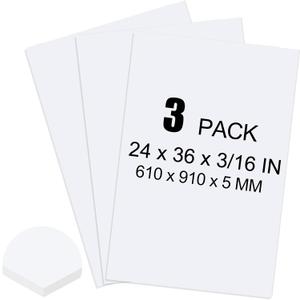 ToLanbbt 3 Pack White Foam Board, 24 x 36 x 3/16" Thick Foam Core Acid Free Poster Foamboard for Art Craft Projects, Painting, Displaying, Signage, Wedding, School