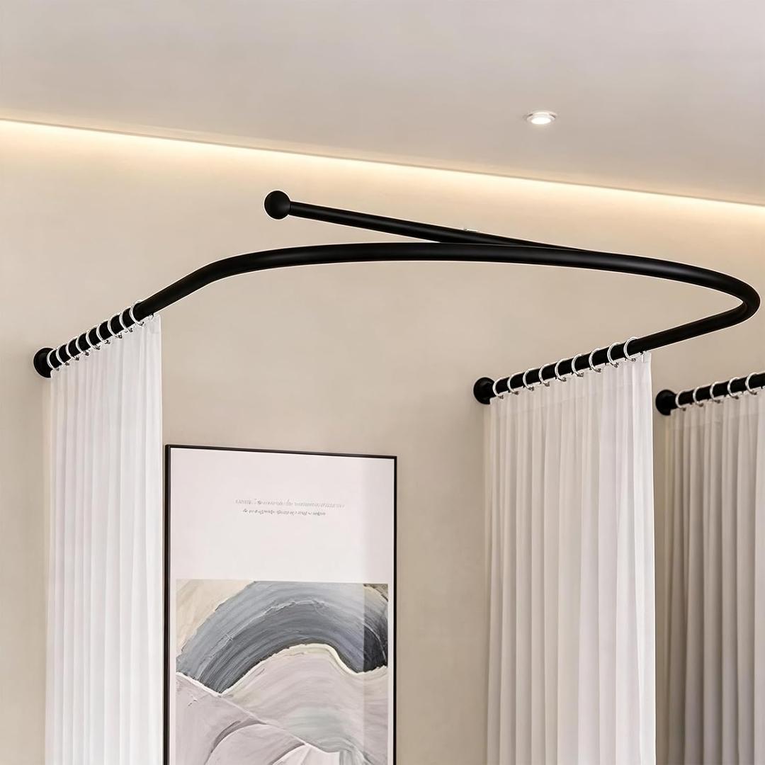 U Shaped Curtain Rod Room Divider Black Portable Dressing Room for Boutique
