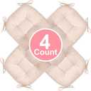 Chair Cushion, 4 Pack Chair Cushions for Dining Chairs, Chair Pads and Mat with Ties for Indoor Kitchen Seat and Desk (Beige, 4 Count - 17 x 16 in)