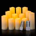 YOROXRG 12 Pack Flameless Candles Battery Operated Waterproof Led Candles (D:2.2" X H:4" 5" 6" 7") Candles with 2 Remotes Contro for Wedding, Party, Birthday