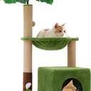 Woochpet 37" Cat Tree Tower for Indoor Cats2-in-1 Multi-Functional Comfort with Premium Sisal Scratching Post, Cat Cando with Mouse Hole and Plush Toy Ball Large Hammock for Kitty or Small Cats (96*49*30)