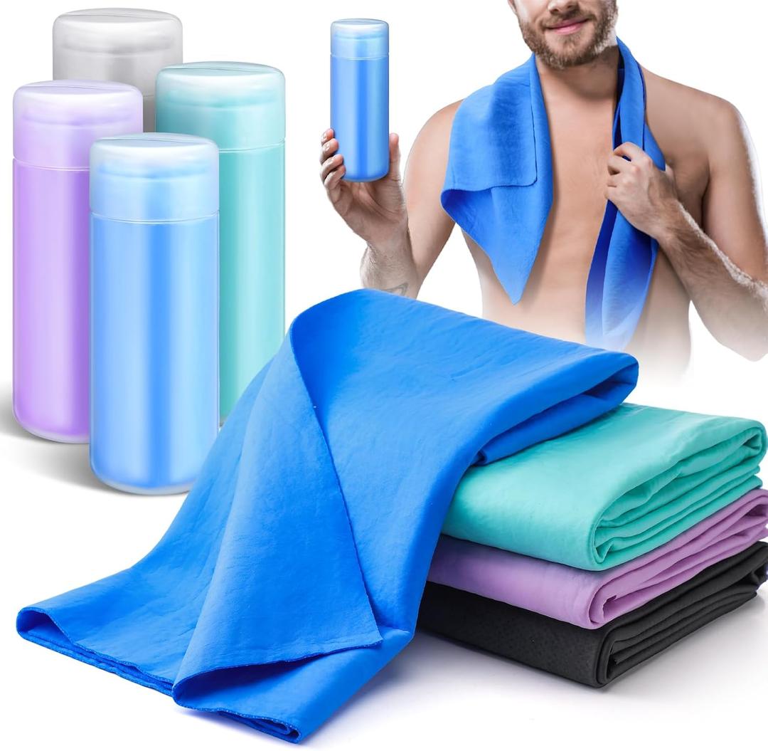 4 Pcs Swim Chamois Towel Shammy Sports Swimmers Towel for Diving Swimming Triathlons and Other Water Sports(26 x 17 Inch,Blue, Green, Dark Gray, Purple)