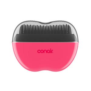 Conair Cordless Heated Brush, Portable Ceramic Ionic Smoothing Brush for Frizz Control & Shine, Rechargeable, 2 Heat Settings, Travel-Friendly Styling Tool with Protective Cover, Hot Pink & Black