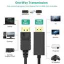 DisplayPort (DP) to HDMI Cable, 1080p@60Hz Uni-Directional UHD DP to HDMI Audio & Video Display Cable for Projector, Laptop, TV, Monitor, MacBook 6 Feet - Black