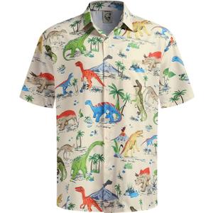 Hardaddy Men's Hawaiian Shirt Short Sleeve Funny Printed Casual Button Down Aloha Shirts (Medium, Apricot)