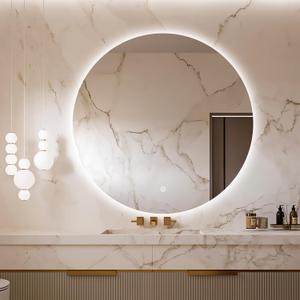 Niccy Round LED Bathroom Mirrors with Light, 36" Backlit Makeup Mirror for Bathroom, Frameless Circle Smart Vanity Mirror with 3 Color Lights, Anti-Fog, Smart Touch Button, Shatter-Proof