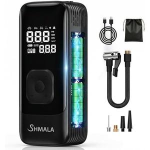Tire Inflator Portable Air Compressor  Cordless Air Compressor with Digital Gauge, LED Light, Power Bank & Auto-Shutoff Tire Air Pump for Car, Motorcycle & Bicycle Tires (Black)