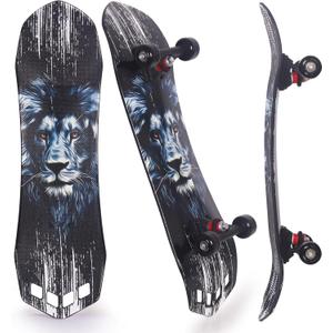 27"x 8" Complete Skateboard for Beginners Youth Teens Kids Boys or Girls with Plastic Deck ABEC 7 Bearings