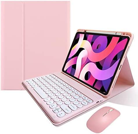 KMXDD Keyboard Case Compatible with iPad 9th 8th 7th Generation Air 3rd Gen Pro 10.5 Keyboard Case with Bluetooth Mouse Round Key Cute Removable Color Keyboard,Pink