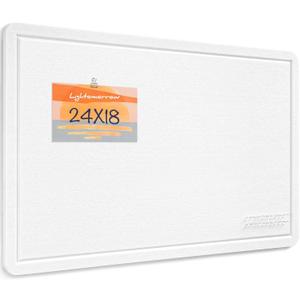 Bulletin Board, 24 x 18 inches Felt Board Decorative Pin Board, Vision Board Cork Board Alternative for Wall, Foldable Photo Board Self-Adhesive Vision Board with 20 Pushpins - White