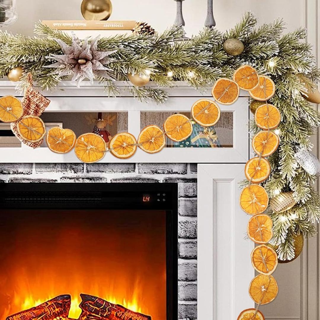 10 Feet Orange Slices Garland for Christmas Tree, Rustic Farmhouse Dried Orange Slices Hanging Garland