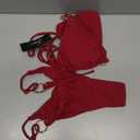 Zuvebamyo Women's String Bikini Sets Two Piece Halter Ring Triangle Swimsuit Cheeky Thong Bathing Suit (Wine) S