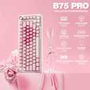 YUNZII B75 PRO Wireless Mechanical Keyboard,75% Layout with Knob,Hot Swap Gasket Custom Structure,Creamy Pre-lubed Switches,RGB Backlit,Bluetooth/Type-C/2.4G for Win/Mac(Milk Switch,Pink)