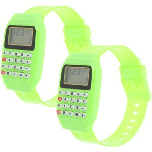 Artibetter 2pcs Kids Calculator Watch Watch Calculator for Little Kid Green Calculation for Children Sturdy Easy to Wear (22.5*3.3cm)
