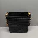 Yesland 6 Pack Plastic Storage Basket, Black Basket Organizer Bin with Handles for Home Office Closet, 6 x 12 x 5 Inches