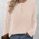 PRETTYGARDEN Women's Long Sleeve Henley Shirts 2026 Spring Casual Ribbed Tunic Tops Lightweight Sweaters Fashion Clothing (Beige, M)