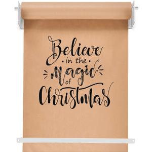 18'' Wall Mounted Kraft Paper Roll Dispenser & Cutter,Black Butcher Paper Dispenser, Farmhouse Decoration - Ideal Choice for Lists, Art Work, Calendars, White Paper Holder with Cut Bar