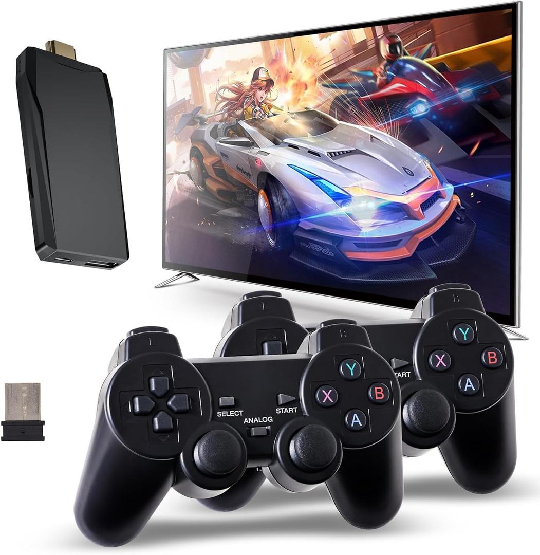 Retro Console, Wireless Retro Game Console, Plug & Play Video TV Game with 24600+ Built-in Games, 4K HD Output, and 2.4GHz Wireless Controller, 9 Classic Emulators Deep Black