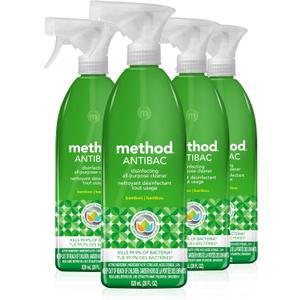 Method Antibacterial All-Purpose Cleaner Spray, Bamboo, Kills 99.9% of Household Germs, 28 Fl Oz (Pack of 4)