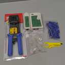 RJ45 Crimp Tool Kit Pass Thru Cat5 Cat5e Cat6 RJ45 Crimping Tool with 20PCS RJ45 Cat6 Pass Through Connectors, 20PCS Covers,1 Wire Punch Down Cutter and 1 Network Cable Tester
