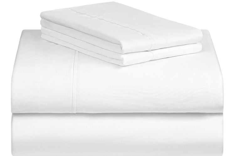 LuxClub 4 PC California King Sheet Set, Deep Pockets Wrinkle Free Cooling Bed Sheets Hotel Bedding for Women, Men, Includes 1 Fitted Sheet, 1 Flat Sheet and 2 Pillowcases-White