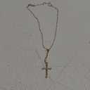 MEVECCO Dainty Gold Cross Necklace for Women - 18K Gold Plated Delicate Minimalist Cubic Zircon Cross Necklaces Cute Faith/Crucifix Jewelry Gift